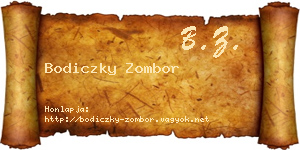Bodiczky Zombor névjegykártya